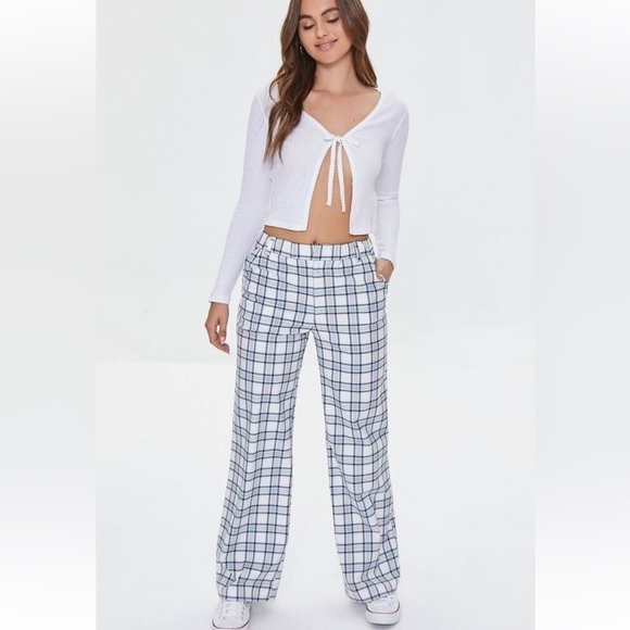 Forever 21 Pants - 90’s STYLE WIDE LEG PLAID TROUSERS WITH POCKETS SIZE MEDIUM